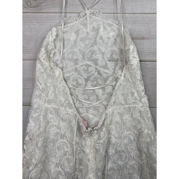 VICTORIA'S SECRET Slip Dress Lingerie XXL White Lace Strappy Back Halter - Picture 5 of 12